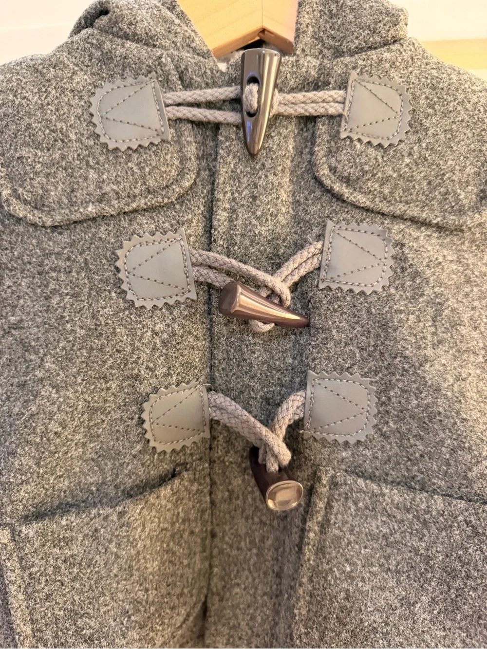 Toddler Hooded Toggle Pea Coat in Charcoal